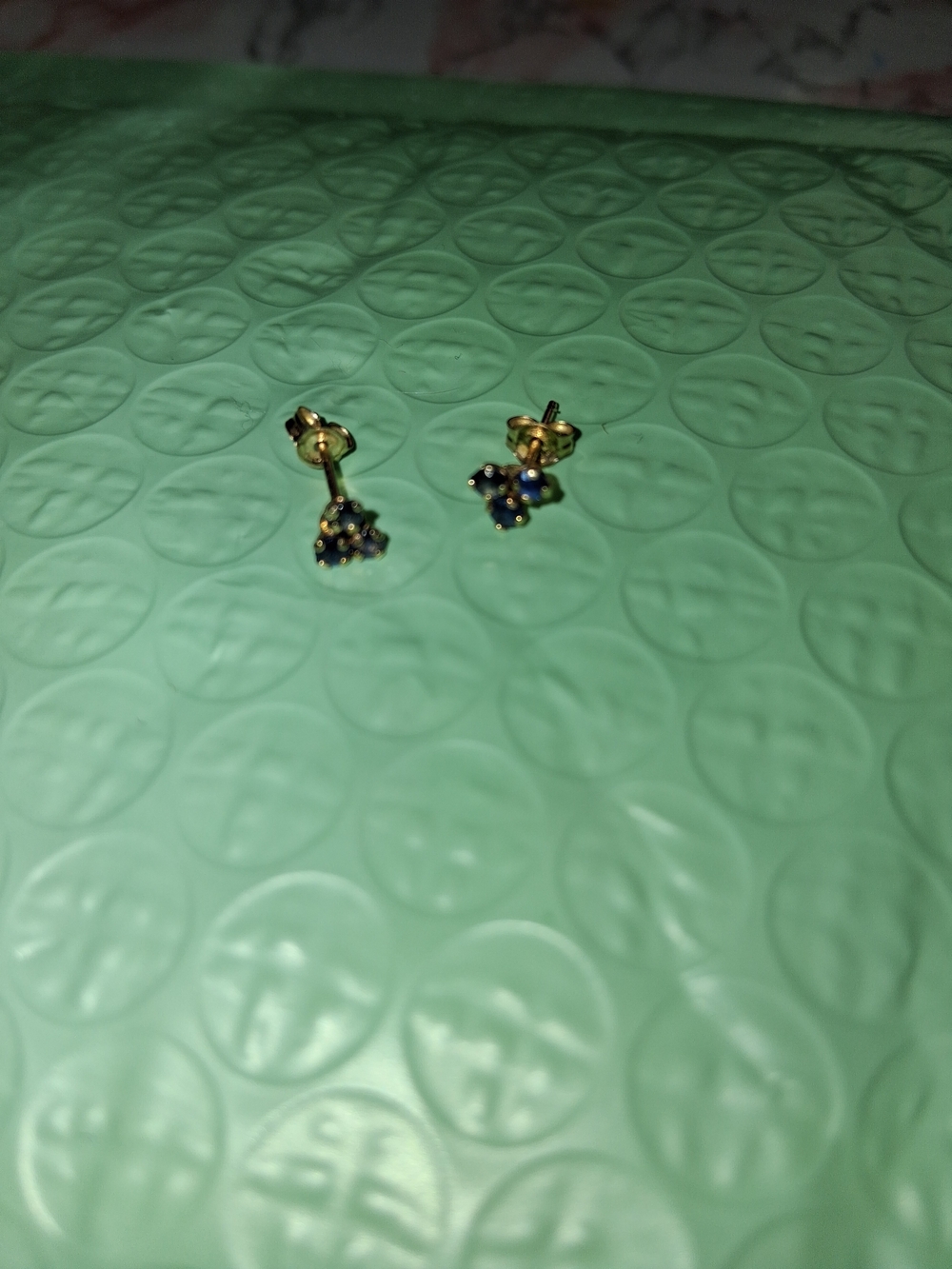 Gold 10 K Blue Cluster Stud Earrings - Women Jewelry